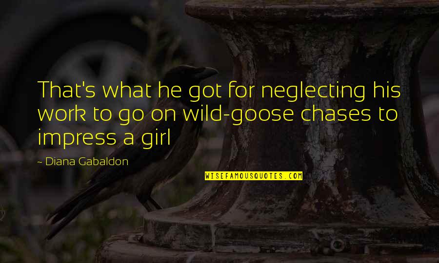 Impress'd Quotes By Diana Gabaldon: That's what he got for neglecting his work Impress'd Quotes By Diana Gabaldon: That's what he got for neglecting his work