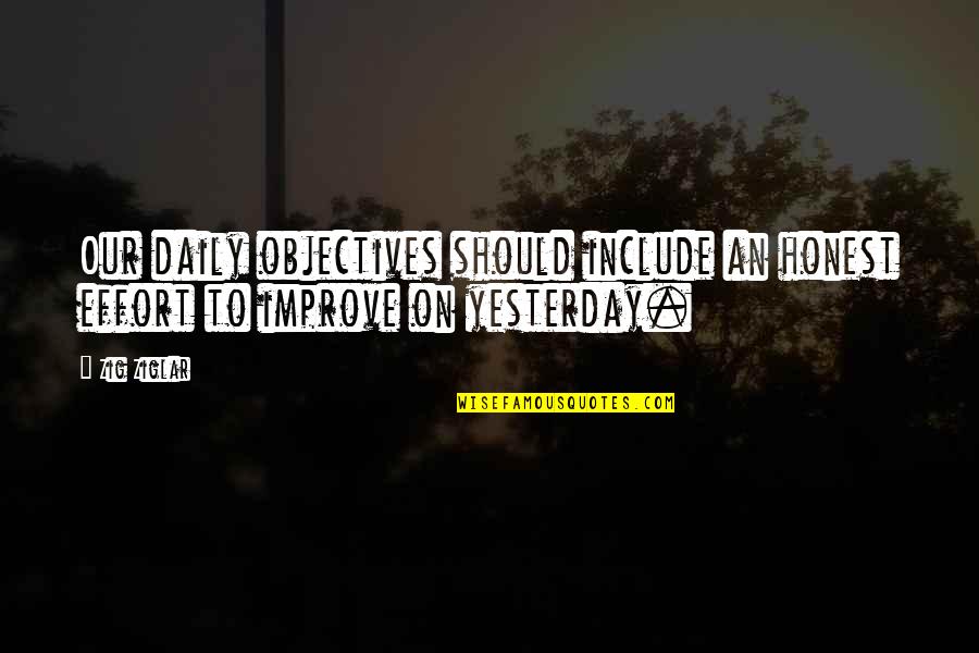 Improve Our Quotes By Zig Ziglar: Our daily objectives should include an honest effort