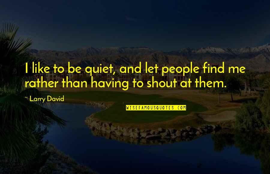 Impulse Ellen Hopkins Quotes By Larry David: I like to be quiet, and let people