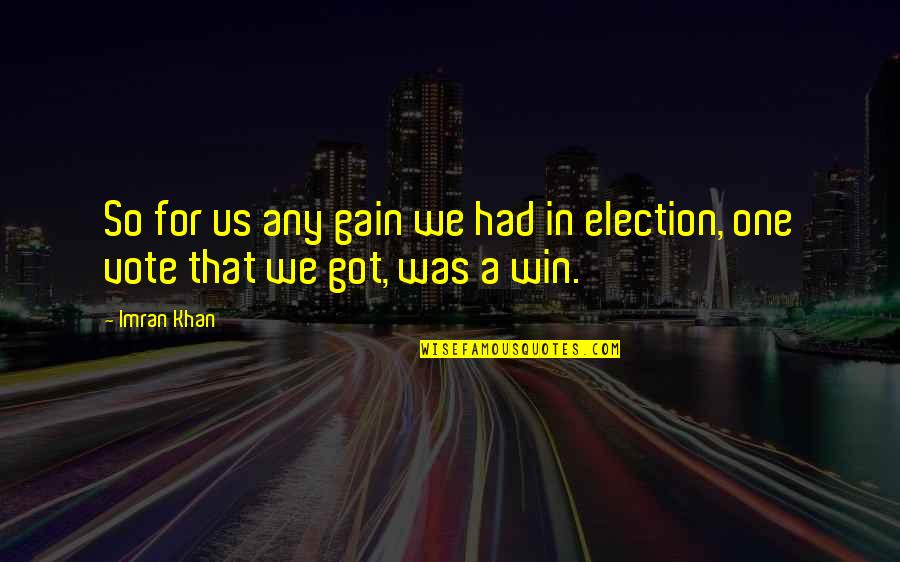 Imran Khan Quotes By Imran Khan: So for us any gain we had in