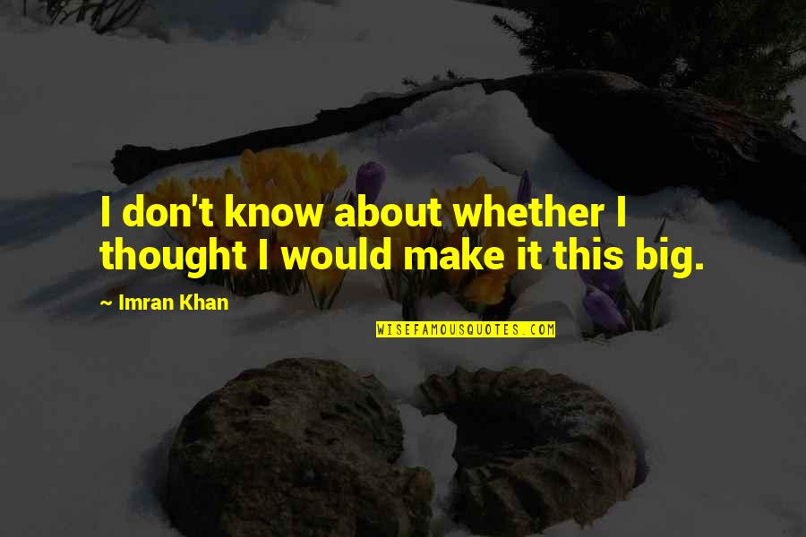 Imran Khan Quotes By Imran Khan: I don't know about whether I thought I