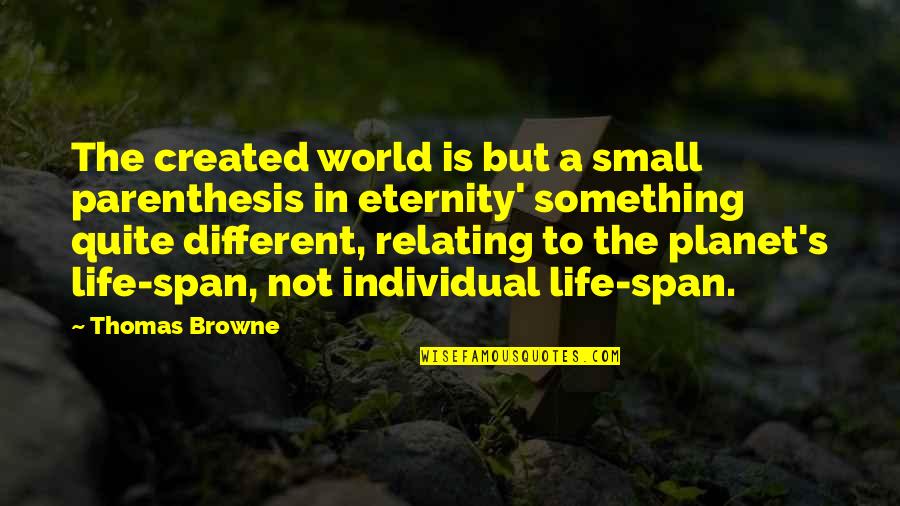 In A Different World Quotes By Thomas Browne: The created world is but a small parenthesis