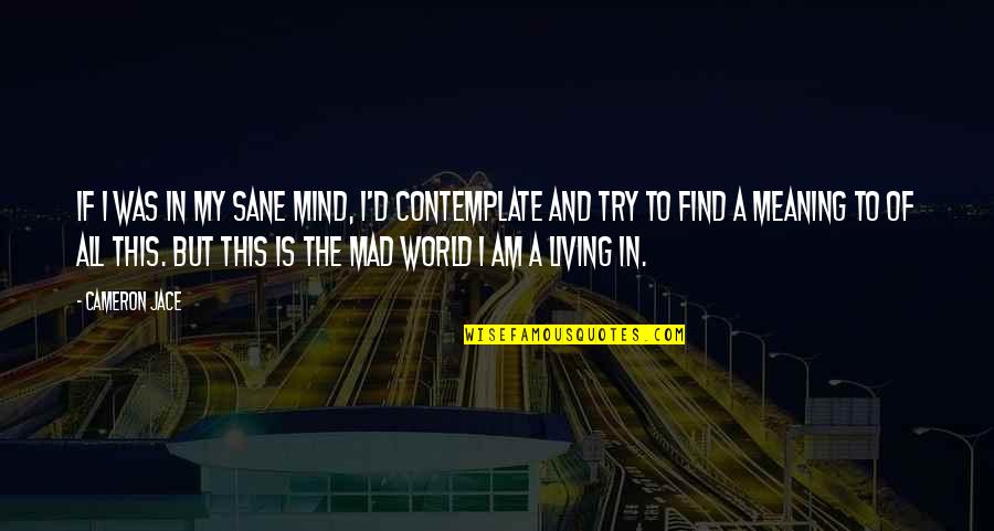 In A Mad World Only The Mad Are Sane Quotes By Cameron Jace: If I was in my sane mind, I'd