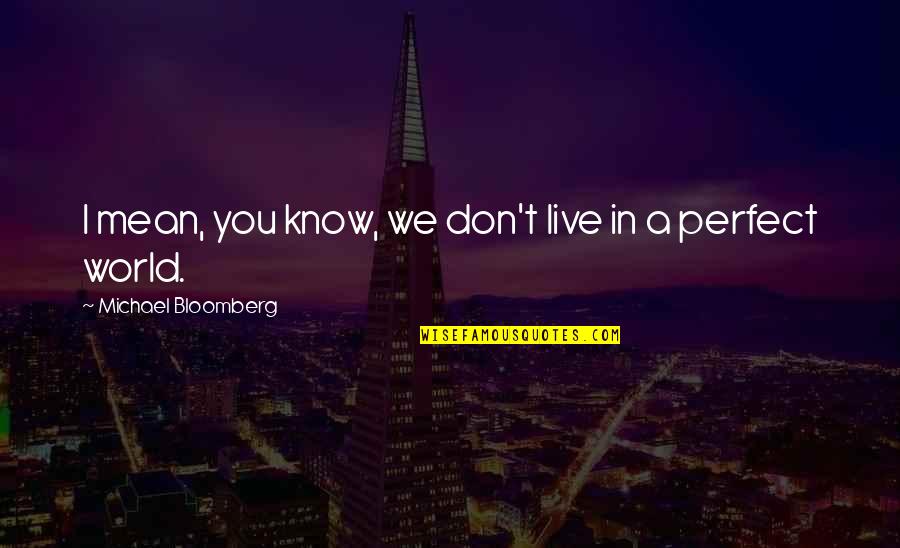 In A Perfect World Quotes By Michael Bloomberg: I mean, you know, we don't live in