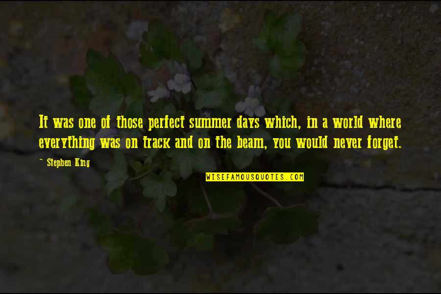 In A Perfect World Quotes By Stephen King: It was one of those perfect summer days