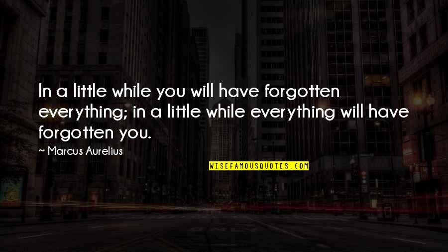 In A While Quotes By Marcus Aurelius: In a little while you will have forgotten