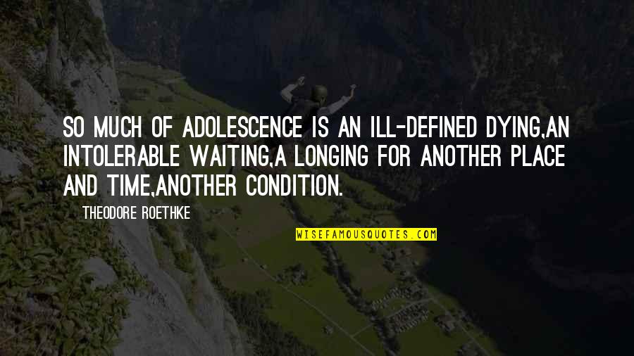 In Another Time And Place Quotes By Theodore Roethke: So much of adolescence is an ill-defined dying,An