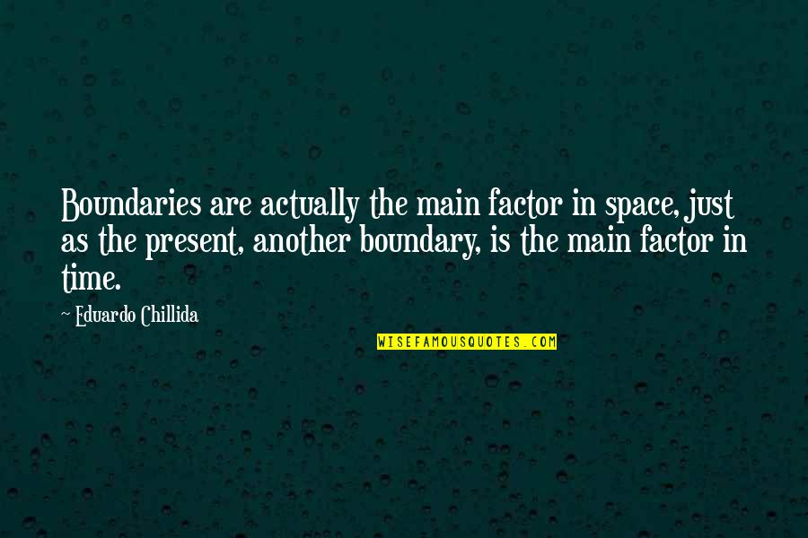 In Another Time Quotes By Eduardo Chillida: Boundaries are actually the main factor in space,