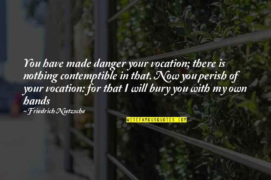 In Danger Quotes By Friedrich Nietzsche: You have made danger your vocation; there is In Danger Quotes By Friedrich Nietzsche: You have made danger your vocation; there is