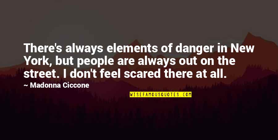In Danger Quotes By Madonna Ciccone: There's always elements of danger in New York, In Danger Quotes By Madonna Ciccone: There's always elements of danger in New York,