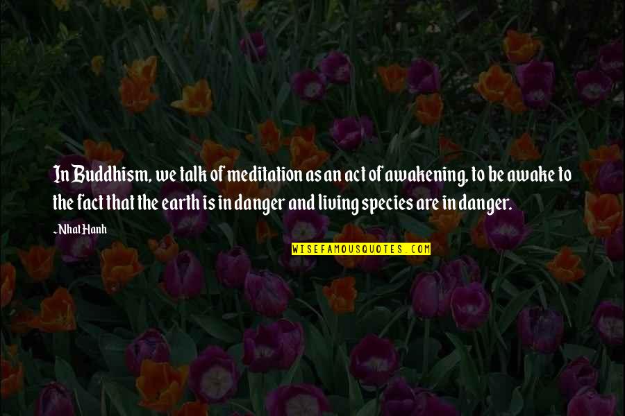 In Danger Quotes By Nhat Hanh: In Buddhism, we talk of meditation as an In Danger Quotes By Nhat Hanh: In Buddhism, we talk of meditation as an