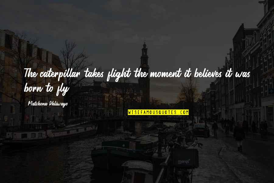 In Flight Quotes By Matshona Dhliwayo: The caterpillar takes flight the moment it believes