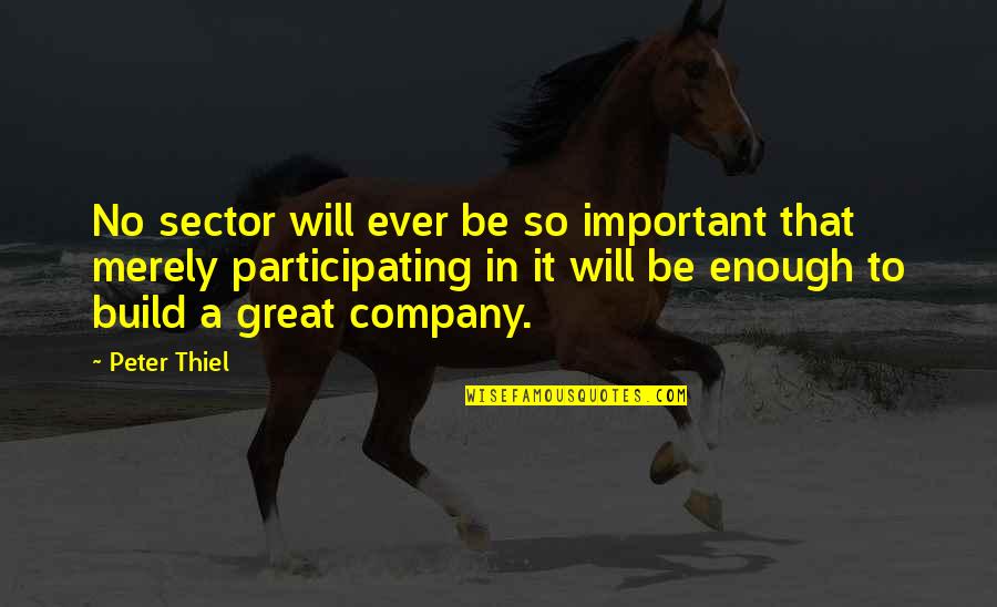In Great Company Quotes By Peter Thiel: No sector will ever be so important that