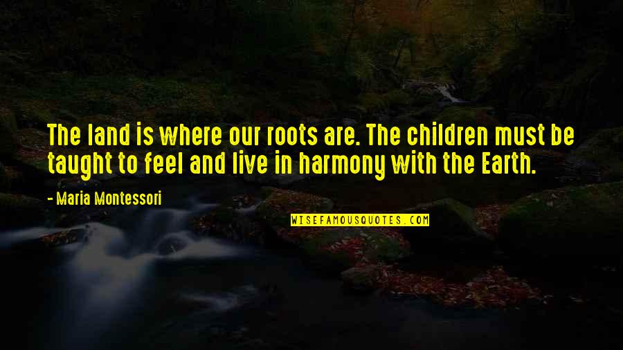 In Harmony Quotes By Maria Montessori: The land is where our roots are. The