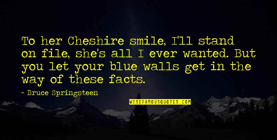 In Her Smile Quotes By Bruce Springsteen: To her Cheshire smile, I'll stand on file,
