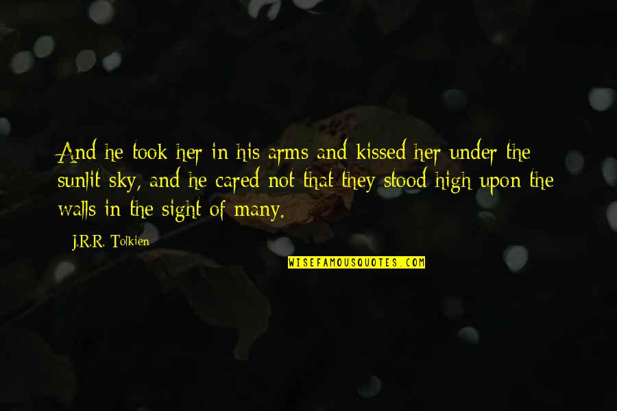 In His Arms Quotes By J.R.R. Tolkien: And he took her in his arms and