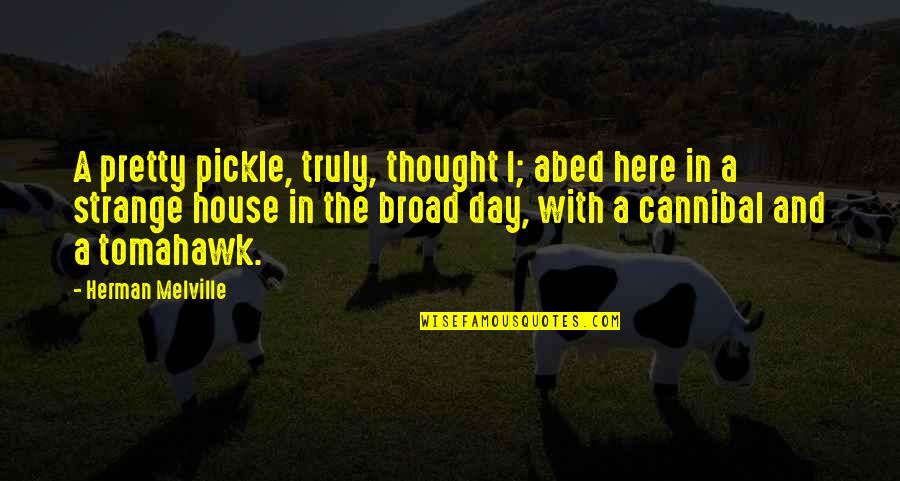 In House Quotes By Herman Melville: A pretty pickle, truly, thought I; abed here