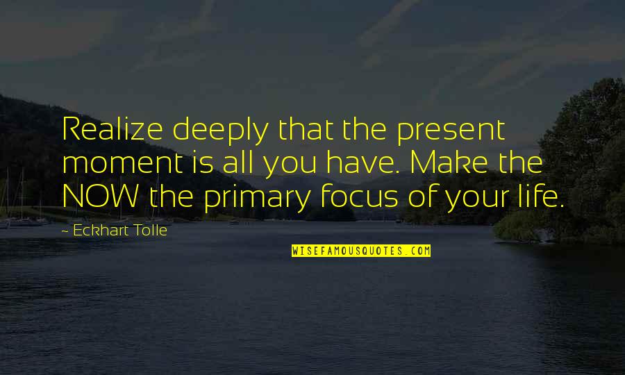 In Life You'll Realize Quotes By Eckhart Tolle: Realize deeply that the present moment is all