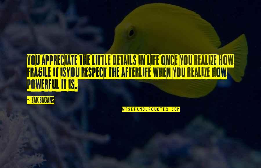 In Life You'll Realize Quotes By Zak Bagans: You appreciate the little details in life once