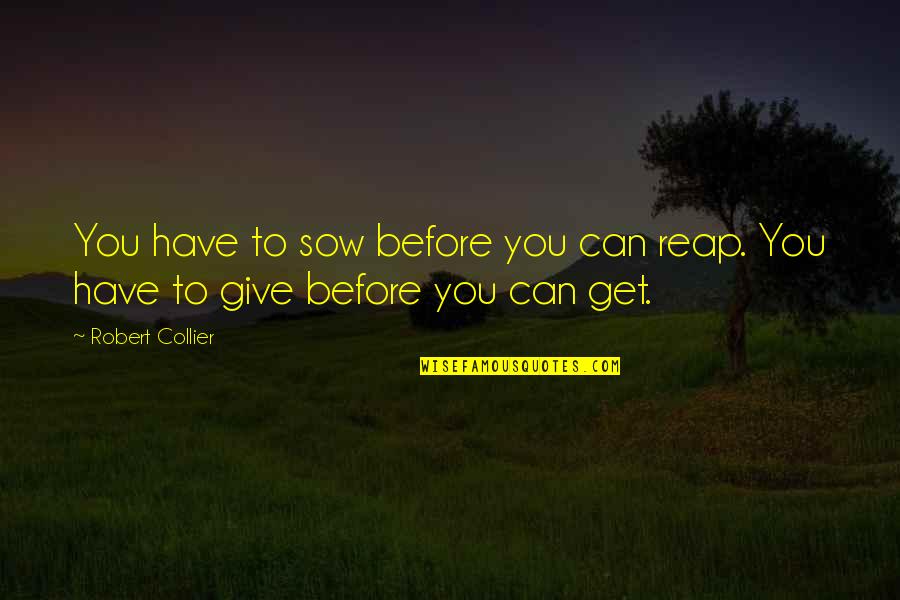 In Living Color Ms Benita Quotes By Robert Collier: You have to sow before you can reap.