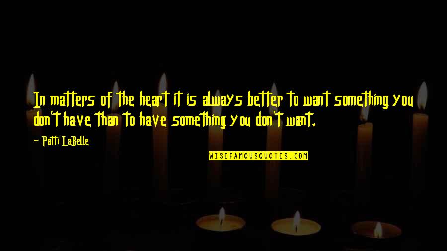 In Matters Of The Heart Quotes By Patti LaBelle: In matters of the heart it is always