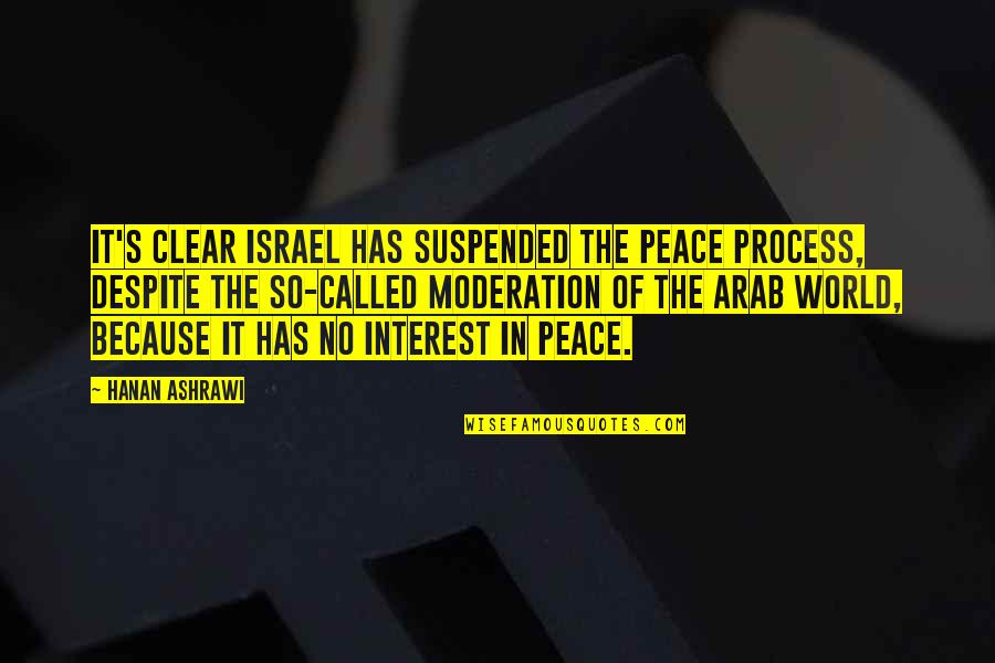 In Moderation Quotes By Hanan Ashrawi: It's clear Israel has suspended the peace process,