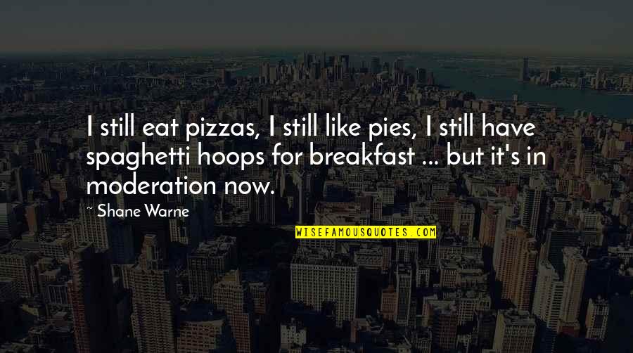 In Moderation Quotes By Shane Warne: I still eat pizzas, I still like pies,