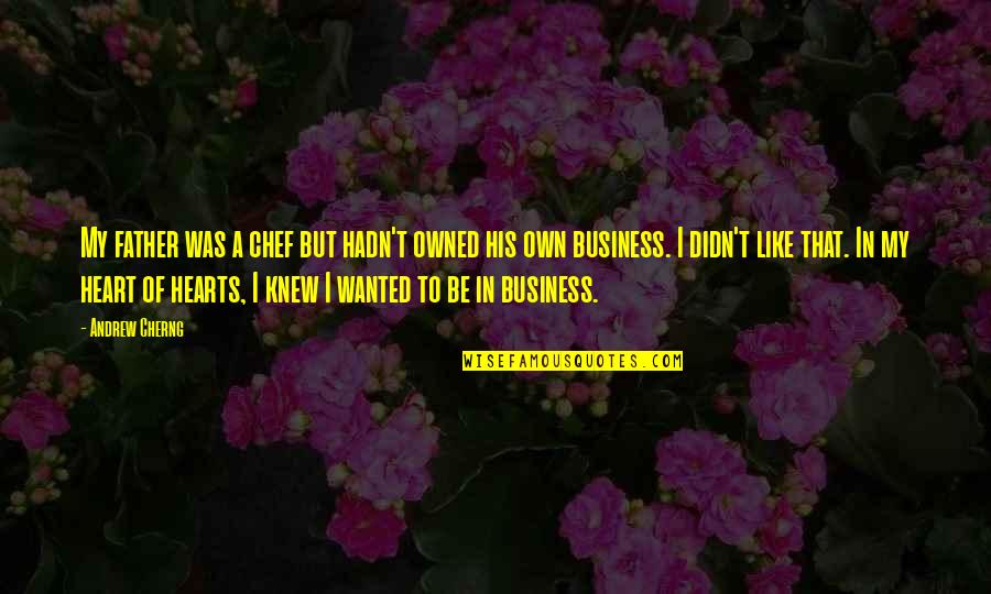 In My Business Quotes By Andrew Cherng: My father was a chef but hadn't owned