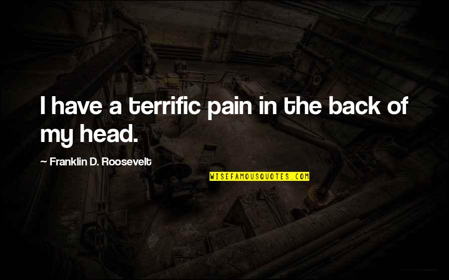 In My Head Quotes By Franklin D. Roosevelt: I have a terrific pain in the back