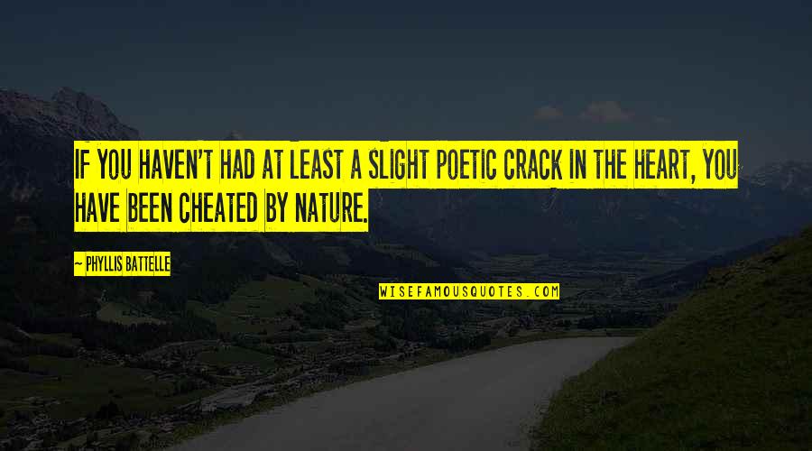 In Nature Heart Quotes By Phyllis Battelle: If you haven't had at least a slight In Nature Heart Quotes By Phyllis Battelle: If you haven't had at least a slight