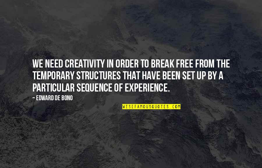 In No Particular Order Quotes By Edward De Bono: We need creativity in order to break free