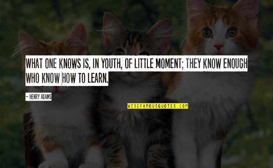 In One Moment Quotes By Henry Adams: What one knows is, in youth, of little