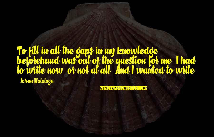 In Or Out Of Quotes By Johan Huizinga: To fill in all the gaps in my