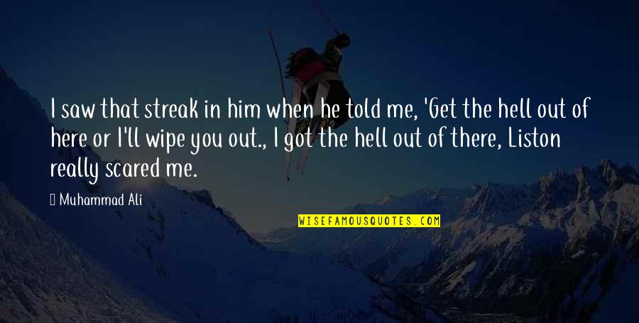 In Or Out Of Quotes By Muhammad Ali: I saw that streak in him when he