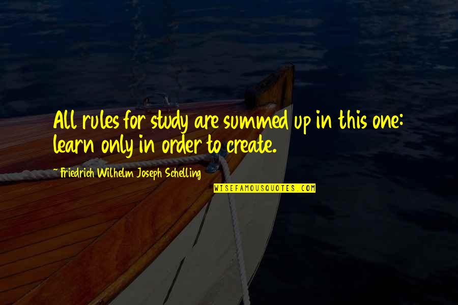 In Order To Learn Quotes By Friedrich Wilhelm Joseph Schelling: All rules for study are summed up in