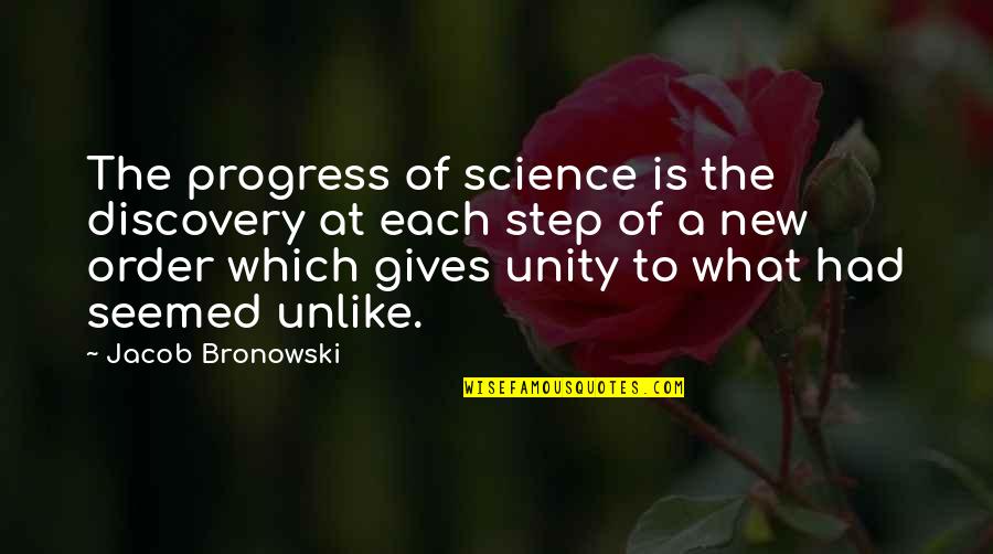 In Order To Progress Quotes By Jacob Bronowski: The progress of science is the discovery at