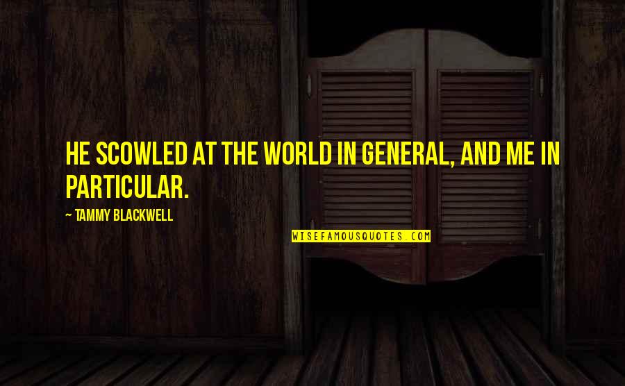 In Particular Quotes By Tammy Blackwell: He scowled at the world in general, and