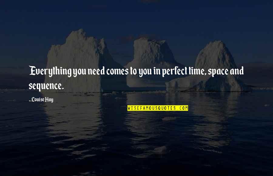 In Perfect Time Quotes By Louise Hay: Everything you need comes to you in perfect