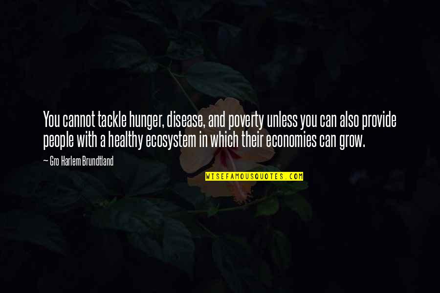 In Poverty Quotes By Gro Harlem Brundtland: You cannot tackle hunger, disease, and poverty unless