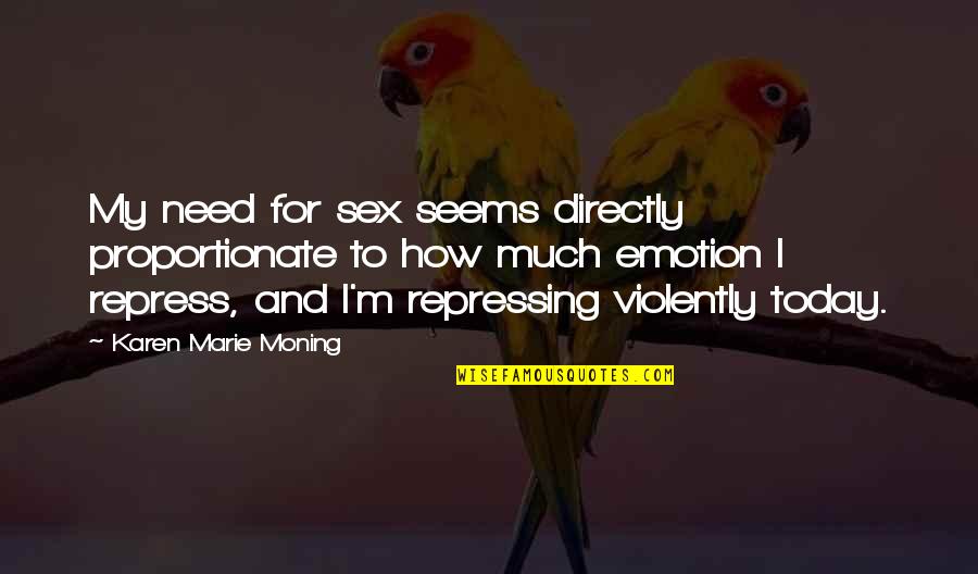 In Proportionate Quotes By Karen Marie Moning: My need for sex seems directly proportionate to