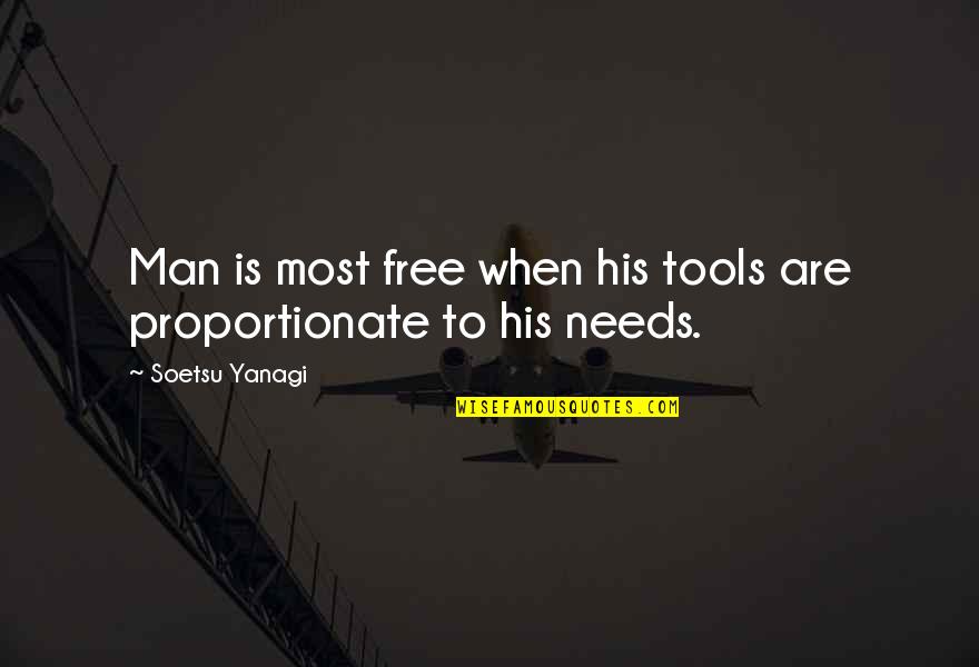 In Proportionate Quotes By Soetsu Yanagi: Man is most free when his tools are