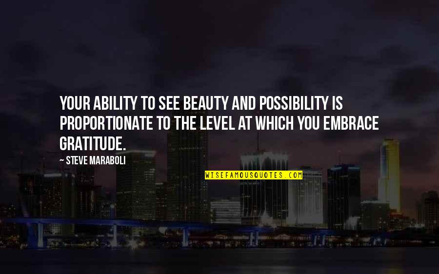 In Proportionate Quotes By Steve Maraboli: Your ability to see beauty and possibility is