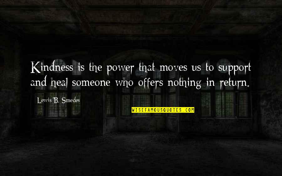 In Return Quotes By Lewis B. Smedes: Kindness is the power that moves us to