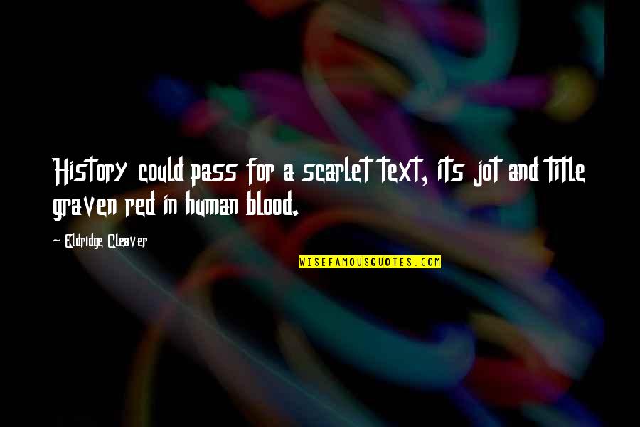 In Text Quotes By Eldridge Cleaver: History could pass for a scarlet text, its