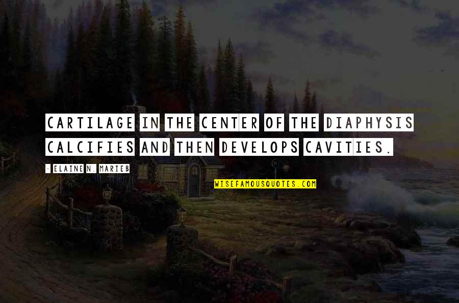 In The Center Quotes By Elaine N. Marieb: Cartilage in the center of the diaphysis calcifies