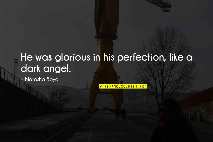 In The Dark Angel Quotes By Natasha Boyd: He was glorious in his perfection, like a In The Dark Angel Quotes By Natasha Boyd: He was glorious in his perfection, like a