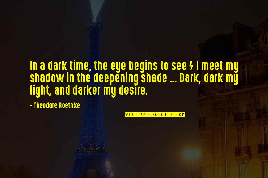 In The Dark Quotes By Theodore Roethke: In a dark time, the eye begins to