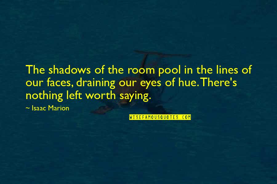 In The Eyes Quotes By Isaac Marion: The shadows of the room pool in the