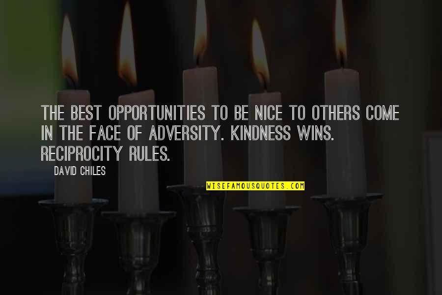 In The Face Adversity Quotes By David Chiles: The best opportunities to be nice to others