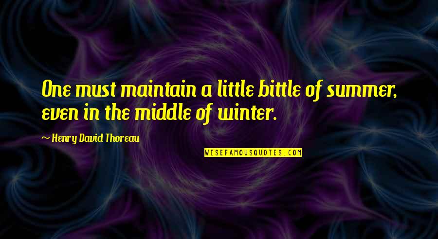 In The Middle Of Summer Quotes By Henry David Thoreau: One must maintain a little bittle of summer, In The Middle Of Summer Quotes By Henry David Thoreau: One must maintain a little bittle of summer,